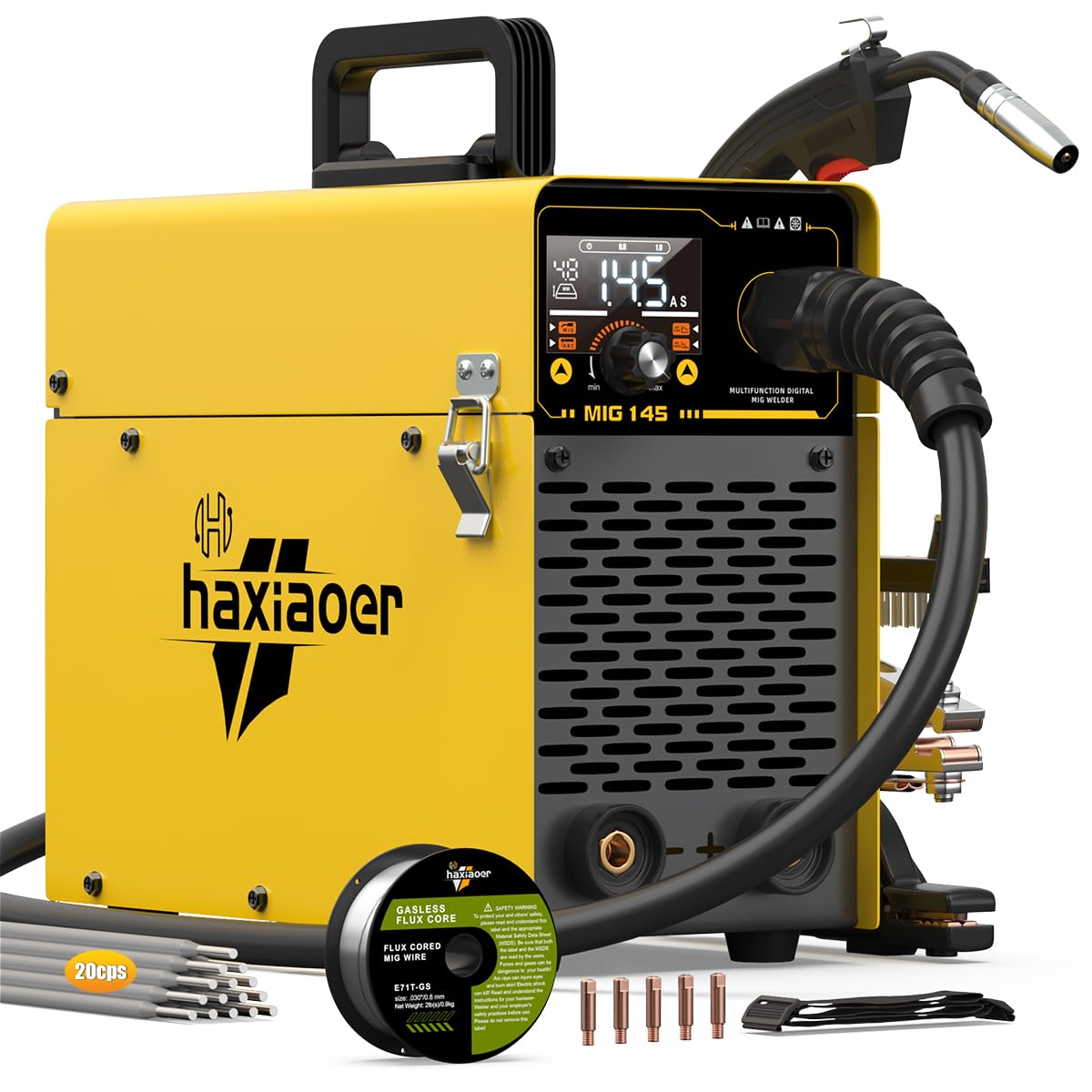 Photo 1 of 145 MIG Welder with LED Display IGBT Inverter Welder 110V Flux Core MIG/Lift Tig/Stick Welding Machine 2T 4T Three in One Professional MIG Welder for Home and Industrial Use
