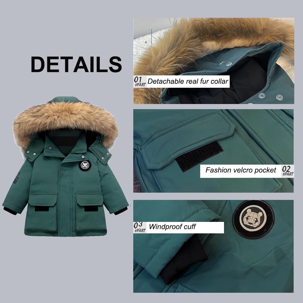 Combinaison de Neige Fille Garçon Doudoune à Capuche + Pantalons de Ski Enfant 2PCS Ensemble de Doudoune pour Bébé d'hive Enfant Doudoune Manches Longues