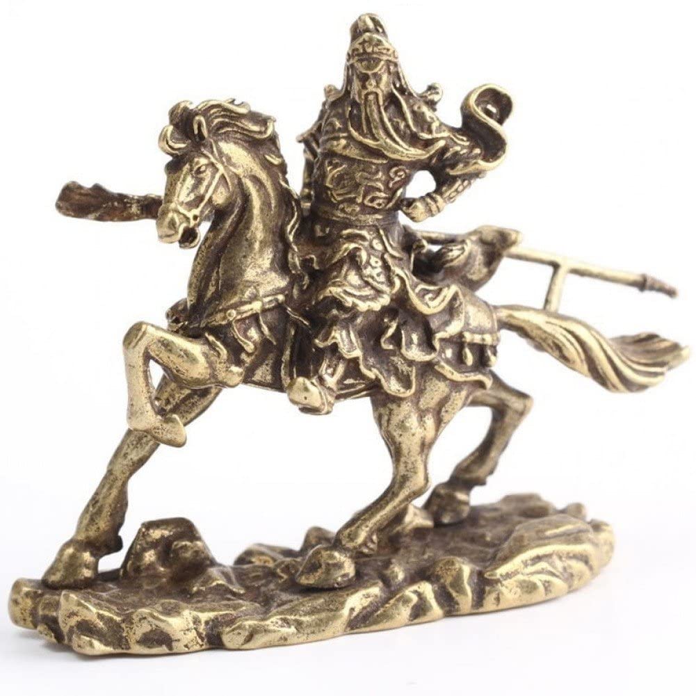 Wudaizhi Guan Gong Statue Office Desk Decor Ornaments Brass Chinese God Of Wealth Riding Horse Home Decoration Accessories