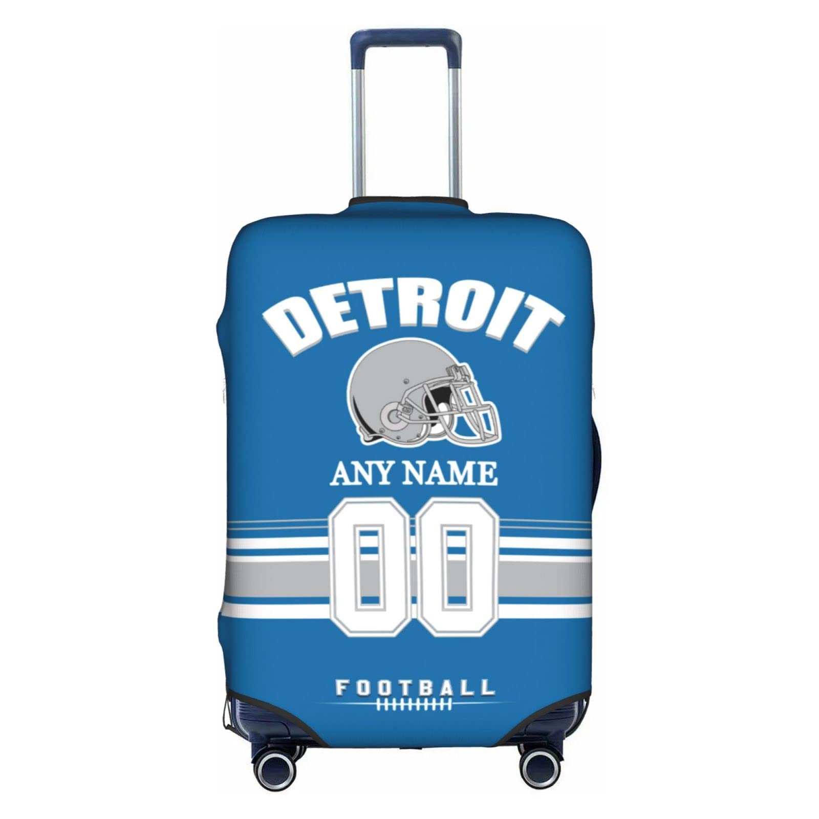 RIAWARME Detroit Luggage Cover - Custom Name and Number Personalized Suitcase Protector for Travel, Business, Vacation - Fits 18-32 Inch Luggage