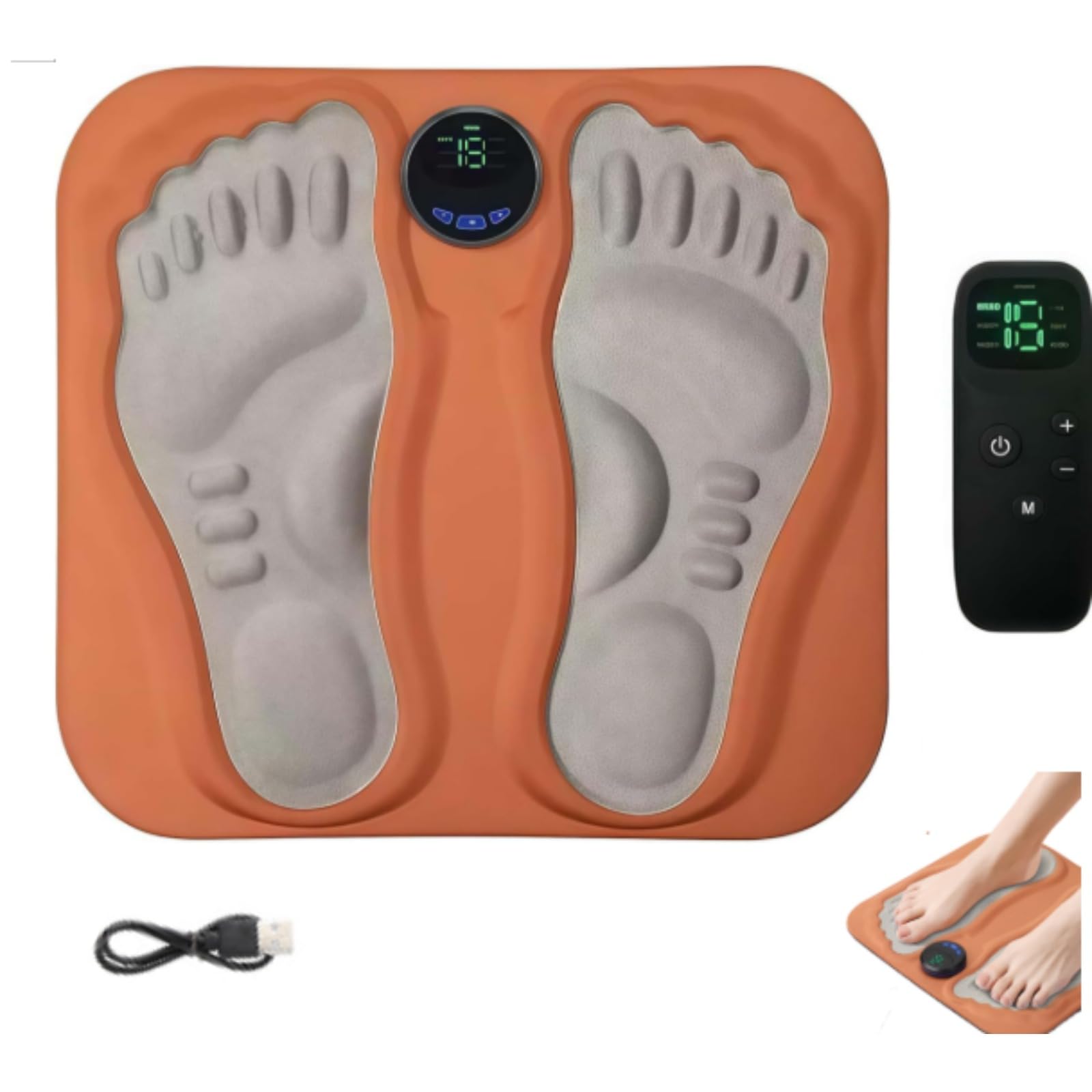 Orthoback ReNerv 3D EMS Fußmassagegerät mit Wärmefunktion (1 pcs) | EMS-Impulse lindert Nervenschmerzen, Heizfunktion, verstellbare Stufen, hautfreundlich, kompakt für Zuhause