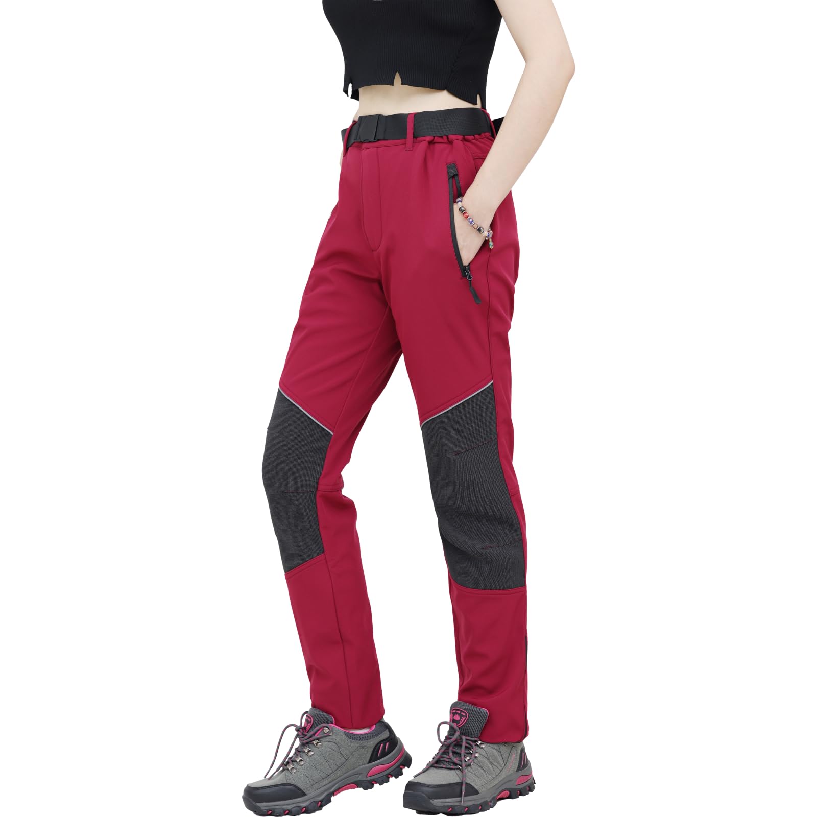 WORK IDEA Damen Outdoor-Hose aus wasserabweisendem Softshell-Material, wärmendem Futter, elastischem Taillenbund für komfortable und Flexible Passform – Ideal für Wandern, und Outdoor-Aktivitäten
