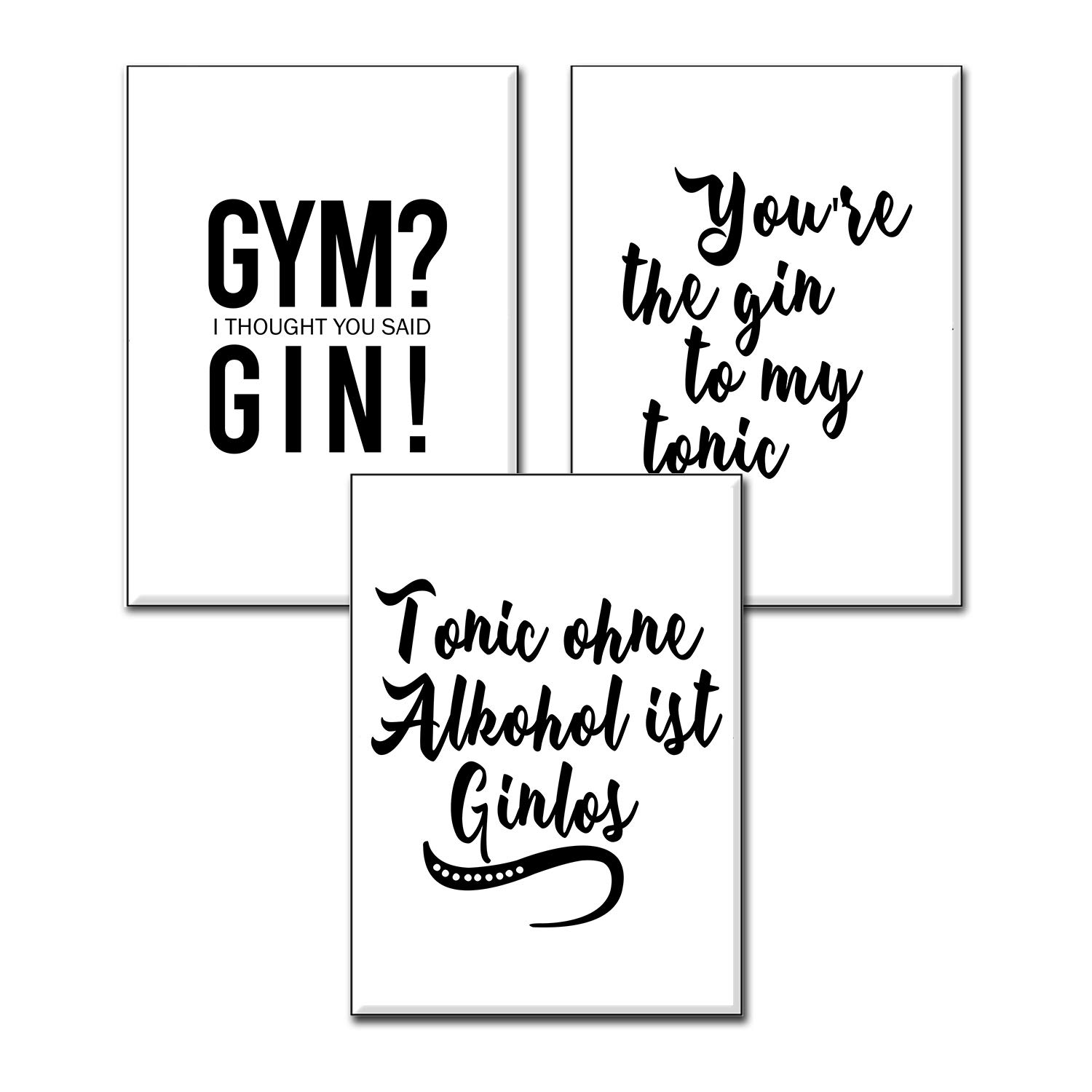 4GoodKitchen Gym I Thought You Said Gin Art Print Wall Saying Poster Set | You'Re The Gin To My Tonic Present Gift For Bedroom | Without Frame | A3 Size (WBS7-A3)
