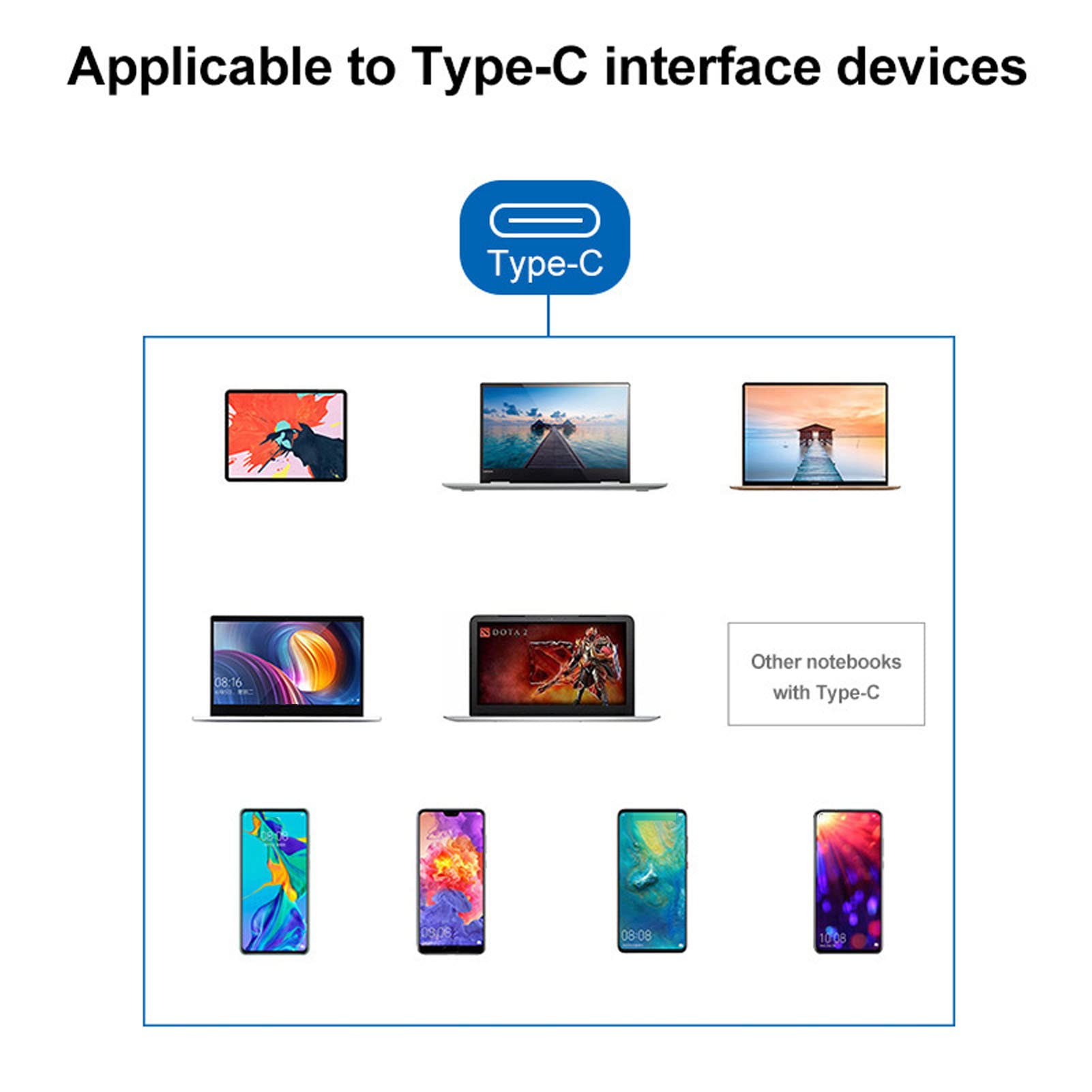 Pilipane Concentrateur USB C,Concentrateur USB, Adaptateur USB, Adaptateur De Concentrateur D'interface Multimédia 8 en 1 Type C vers VGA HD PD Concentrateur USB3.0 à Charge Rapide