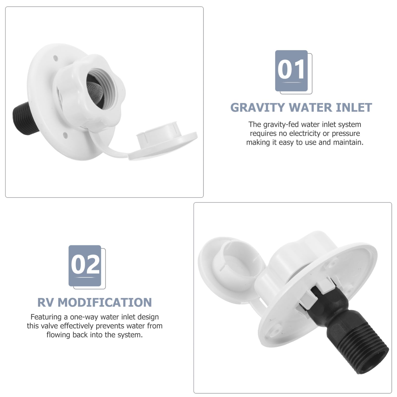4pezzi Rv Water Inlet One-way Valve Connector Per Veicoli Accessorio Per Riempimento Serbatoi Soluzione Antireflusso Per Esterna Resistente e Facile Da Installare