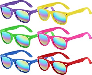 6 Pcs Kids Sunglasses Bulk with UV Protection, Neon Sunglasses Party Fav...