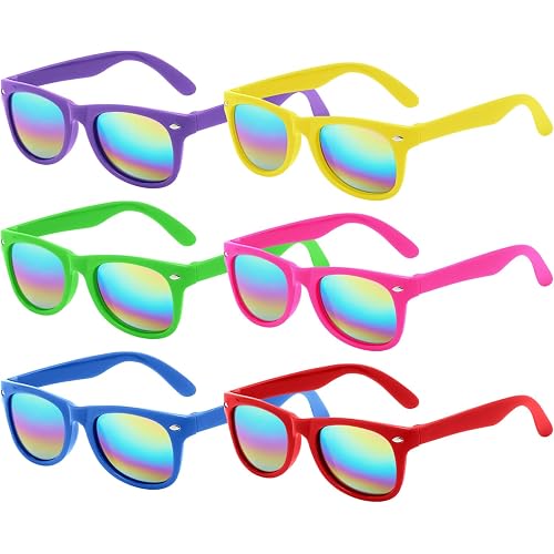 GoodUping 6 Pcs Kids Sunglasses Bulk with UV Protection, Neon Sunglasses Party Favors for Boys Girls, Summer Outdoor Accessories for Beach Pool Birthday Graduation Party Supplies