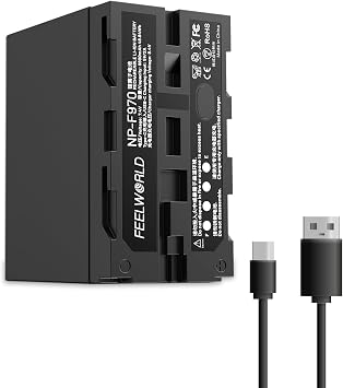 FEELWORLD NP-F970 Replacement Battery 6600mAh of NP-F970 F960 F950 F770 F750 F570 F550 for Monitor Video Light Video Transmission USB-C Charging1 Pack