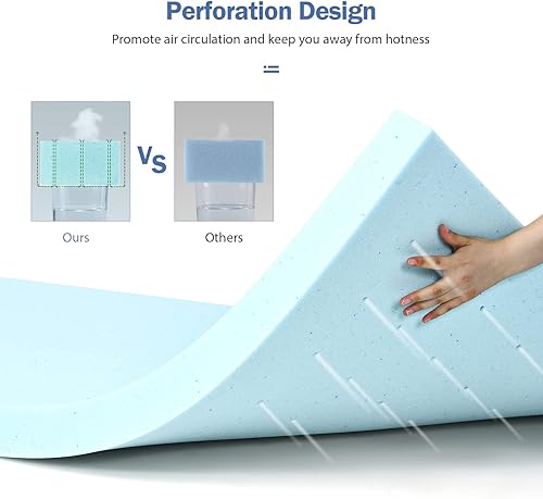 Miniatura 5 de GOFLAME Cubrecolchón de espuma viscoelástica de 4 pulgadas, tamaño individual, con infusión de gel ventilado, certificado CertiPUR-US, soporte