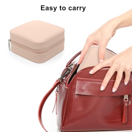 Miniatura 6 de Joyero pequeño estuche de joyería portátil de viaje para anillo dije aretes collar organizador de pulseras cajas de almacenamiento 1 unidad rosa