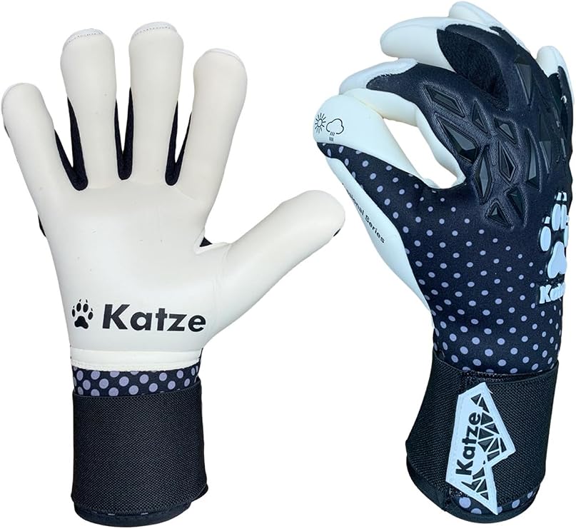 Katze Eagle Kaleci Eldiveni, Siyah-Beyaz, Beden 10, Unisex