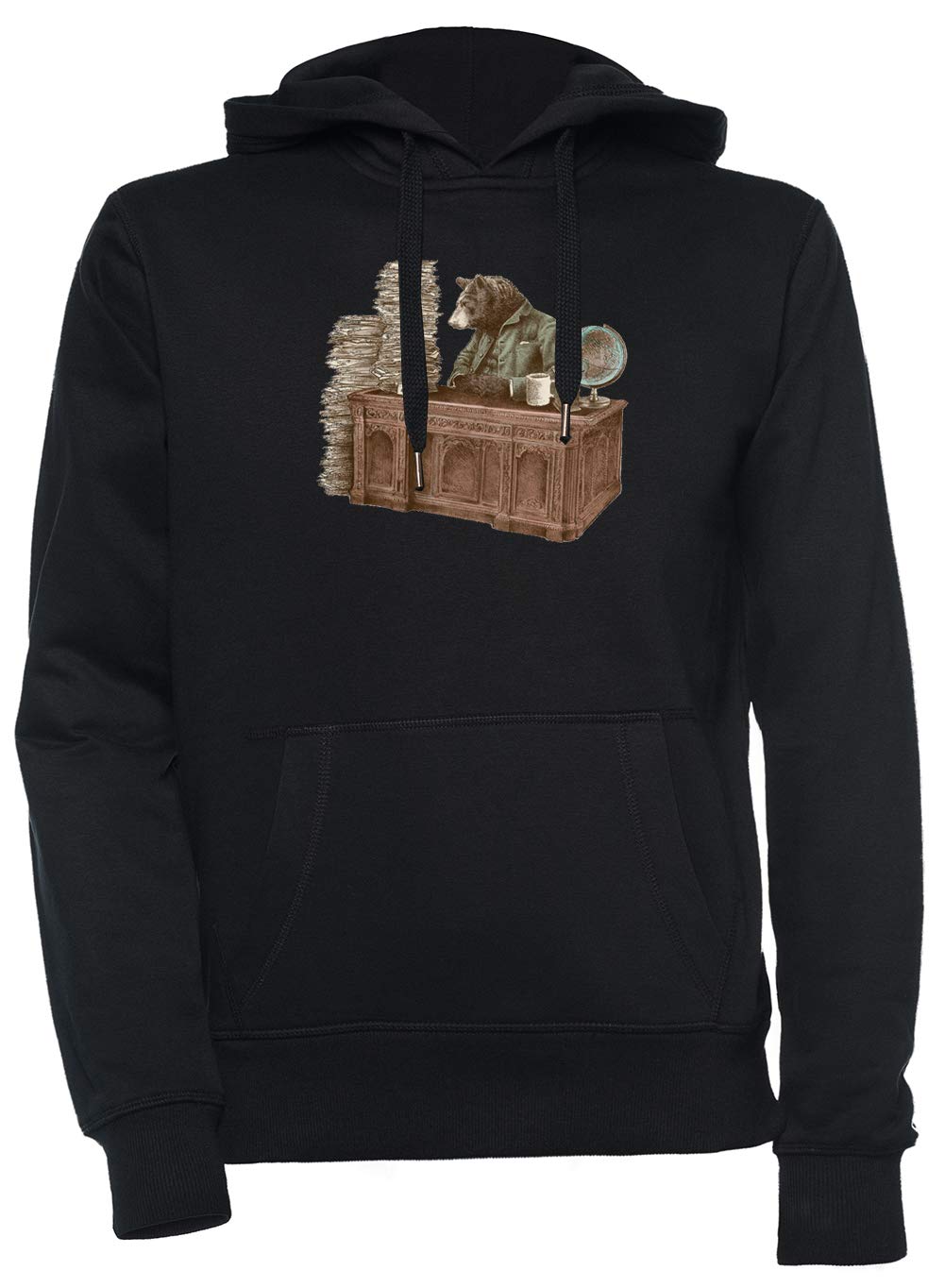Bearocrat Unisexo Negro Sudadera con Capucha Hombre Mujer Unisex Black Hoodie Men's Women's
