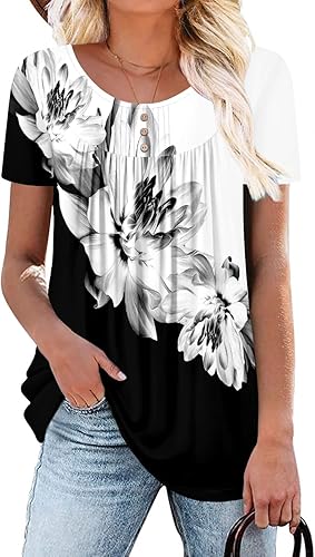 BETTE BOUTIK Blusas, camisas, túnicas de verano con mucho vuelo y bonita caída, acampanadas, con botones, para mujer, tallas CH-3XG