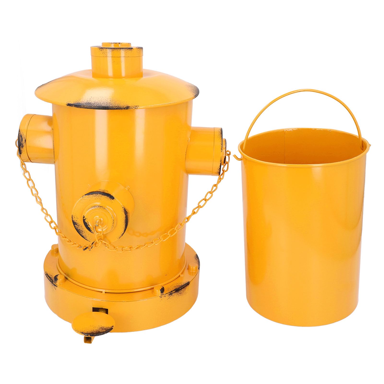 Poubelle de Bouche D'incendie Décorative Rétro en Fer de Style Industriel, Poubelles Intérieures et Extérieures en Fer avec Seau à Pédale pour Jardin, Maison, Cuisine (yellow)