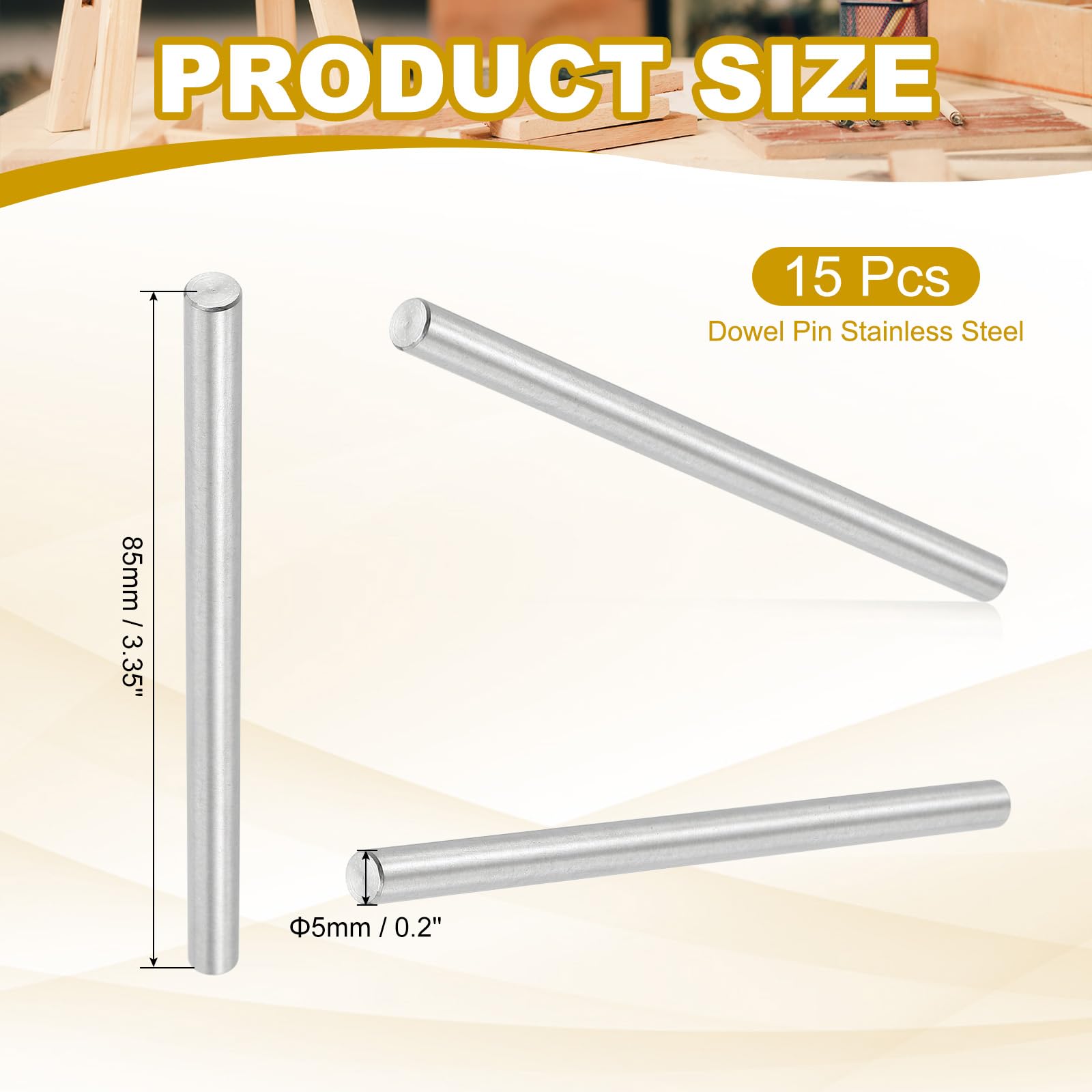 PATIKIL 5mm x 85mm Dowel Pin Stainless Steel - Image 2