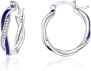 Silver Hoop Earrings for Women - 925 Sterling Silver Twist Hoop Earrings Hypoallergenic Small Sleeper Hoop Earrings Lightweight Cubic Zirconia Huggie Hoop Earrings Gifts, Sizes 15/20mm.