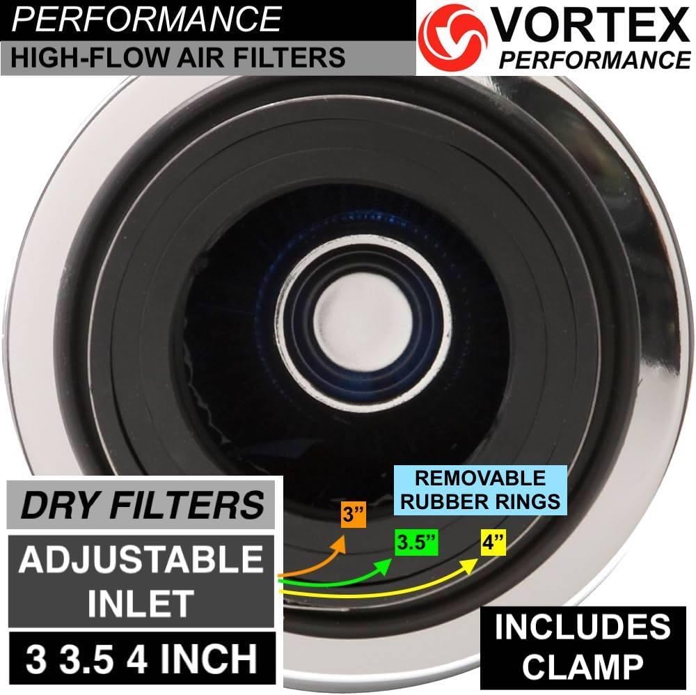 Short Slim cone air filter inlet 3 3.5 4 inch SHORTY PRO - CARBON