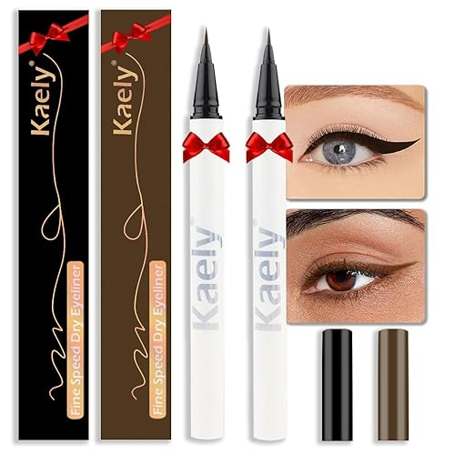 Juego de 2 delineadores de ojos de alas líquidas, color blanco y rojo, impermeables, de colores, para mujeres, sellos líquidos, formas, delineadores