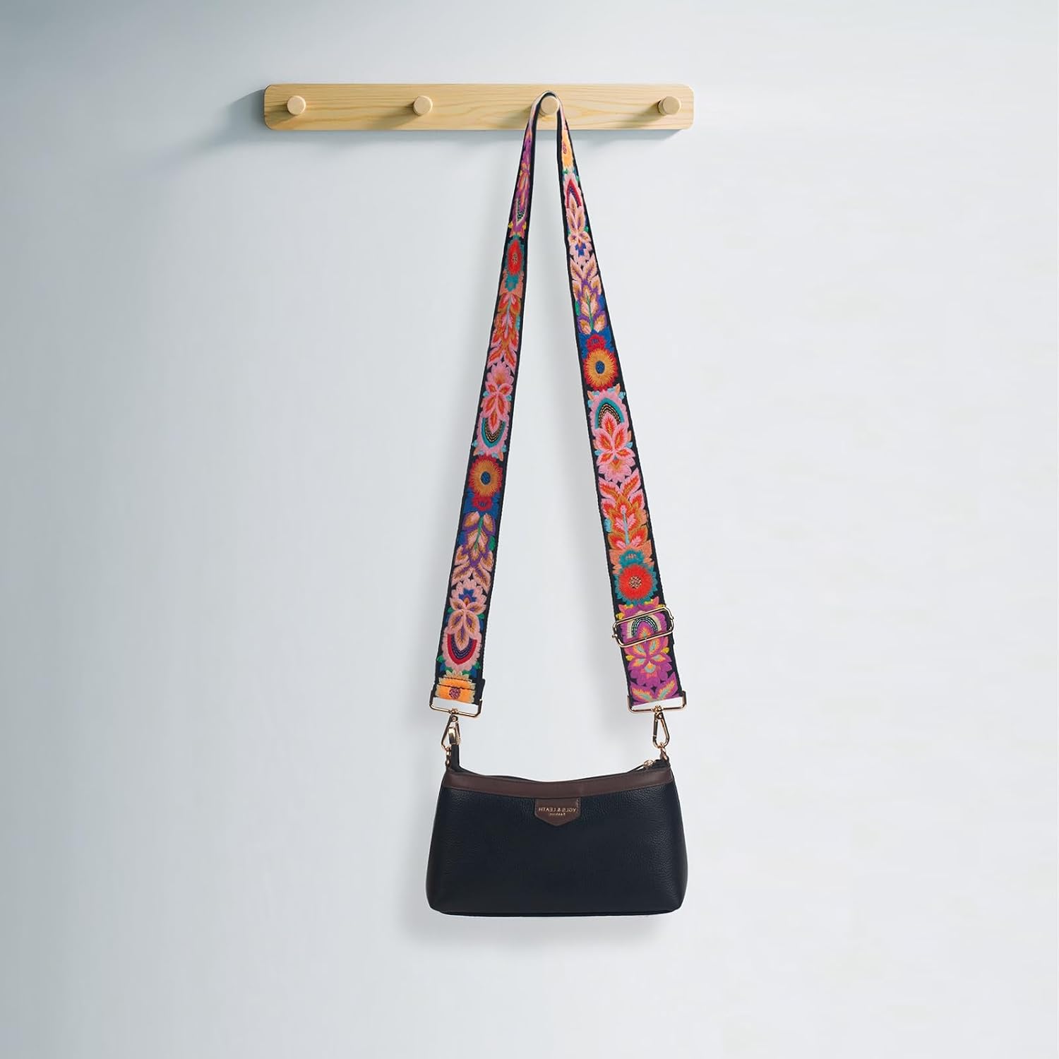 Embroidery Flower Purse Straps Replacement Crossbody for Handbag, 2 Inch Wide Adjustable Guitar Bag Strap