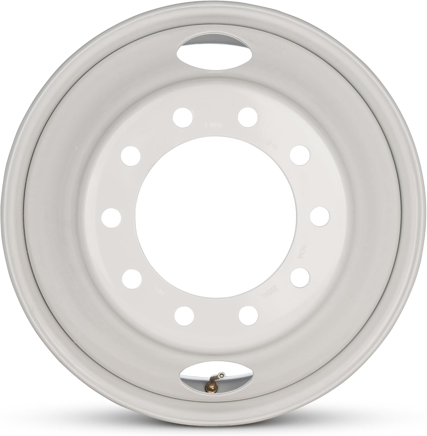 22.5x8.25 Hub Pilot White Steel Rim, 2 Hand Hole, 10 Lug Trailer 10-285.7mm 7400 lb - Road Ready Wheel