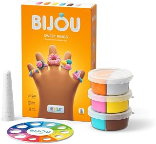 Fat Brain Toys Hey Clay Bijou Sweet Rings, Air Dry DIY Clay Kit with Interactive App for Kids & Tweens, Modeling Clay and Crafts Set for Ages 5 to 11