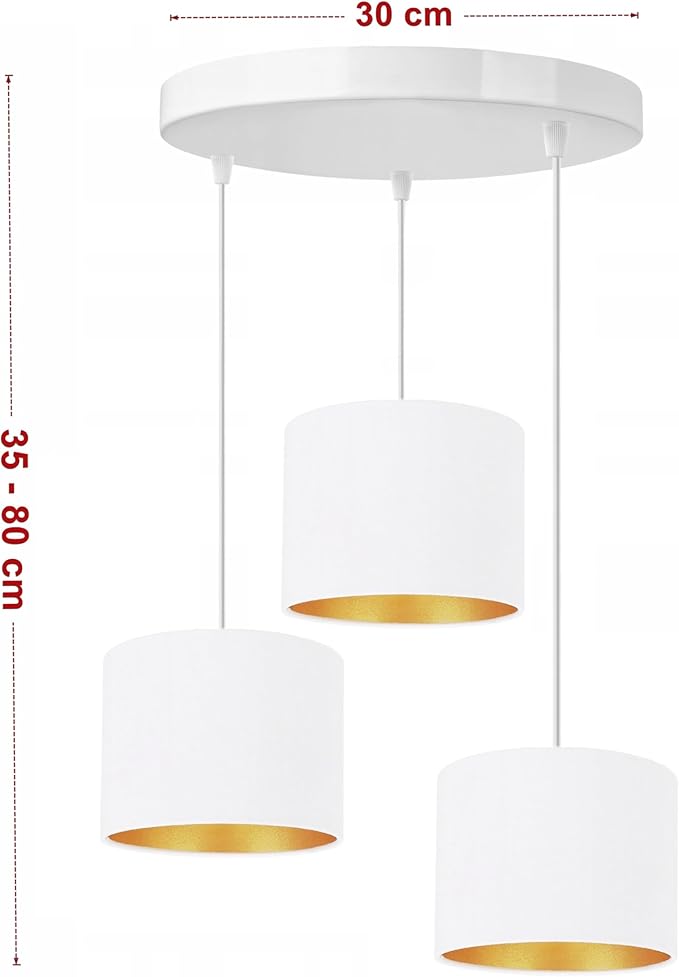 FKL DESIGN Home Deco Wandlamp Eettafel – Hanglampen & Hanglampen – Plafondlamp Opknoping – Lampenkap Hanglamp- Eetkamerlamp - Woonkamer - Keukenlamp - Wit, Serie 917 photo 2