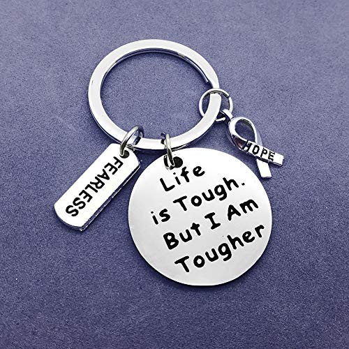 Vadaka Cancer Awareness Keychain Cancer Survivor Gift Cancer Fighter Gift Life Is Tough But I Am Tougher Keychain Cancer Awareness Inspirational Gift Recovery Jewelry For Her Him #TOP5