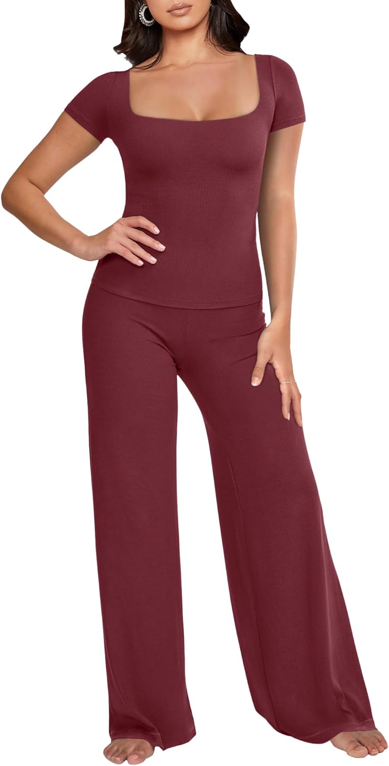 Easithlete Conjunto De 2 Piezas De Camisetas De Punto Acanalado De