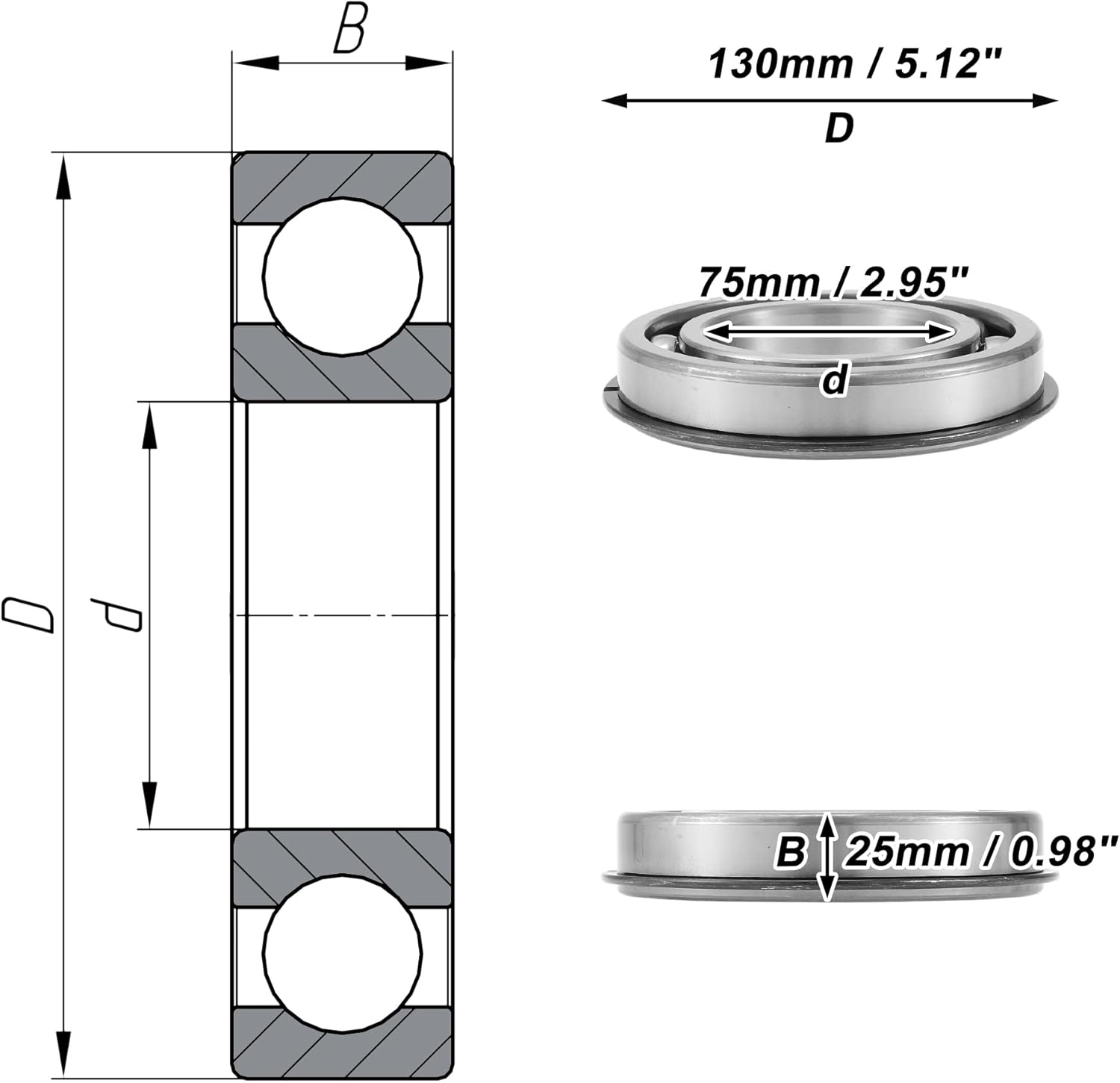6215NR Deep Groove Ball Bearings 75x130x25mm P0 Open Type Lubricated Bearings 1 Pc Car Scooter Skateboard Wheel Universal Silver Tone