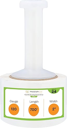 Vista 7 de PSBM - Mini envoltura elástica con asa, paquete de 18, 3 pulgadas x 1000 pies, calibre 80, transparente, película adhesiva de plástico pequeña