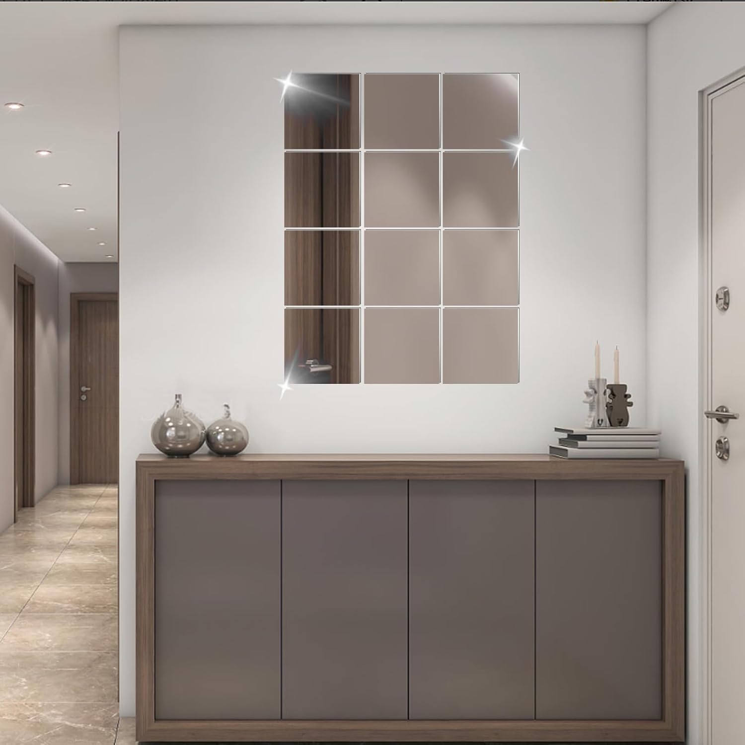 Self Adhesive Mirrors,0.2mmThick PET Square angle Mirror Tiles,HD Stick