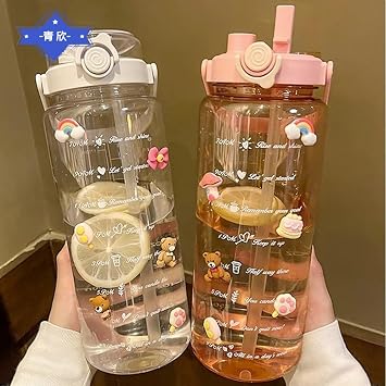 Water Bottle, Sports Bottle, Large Capacity Bottle, Lightweight, Transparent, Stylish, Graduated, Direct Drinking, Portable, Easy to Clean, Portable, Leak Proof, Girls, Boys, Adults, Bicycles, Travel