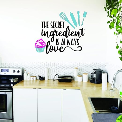 Sticker Fantasy Vinyl Kitchen Food Cooking Lovers Quote Self Adhesive Wall Sticker, 10 x 750 x 600 Millimeters