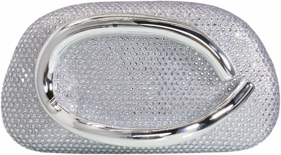 Women Stylish Metal Handle Crystal Clutch Bag Glitter Diamond Evening Handbag Rhinestone Purse with Chain for Party