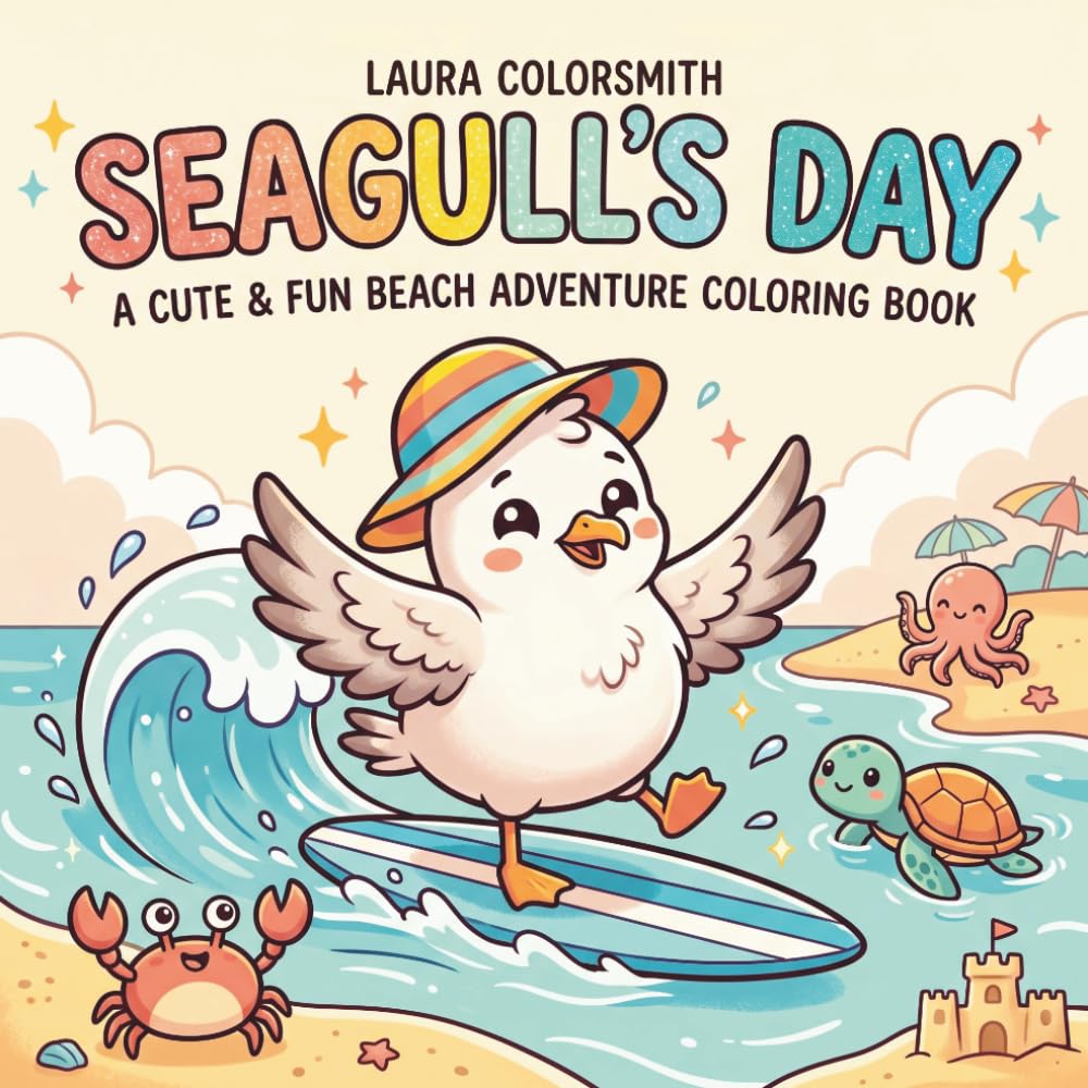 Seagull's Day - A Cute & Fun Beach Adventure Coloring Book: Cheerful Beach Day Coloring Book with Seagulls, Waves, Sandcastles, and Coastal Adventures (Summer Coloring Book)