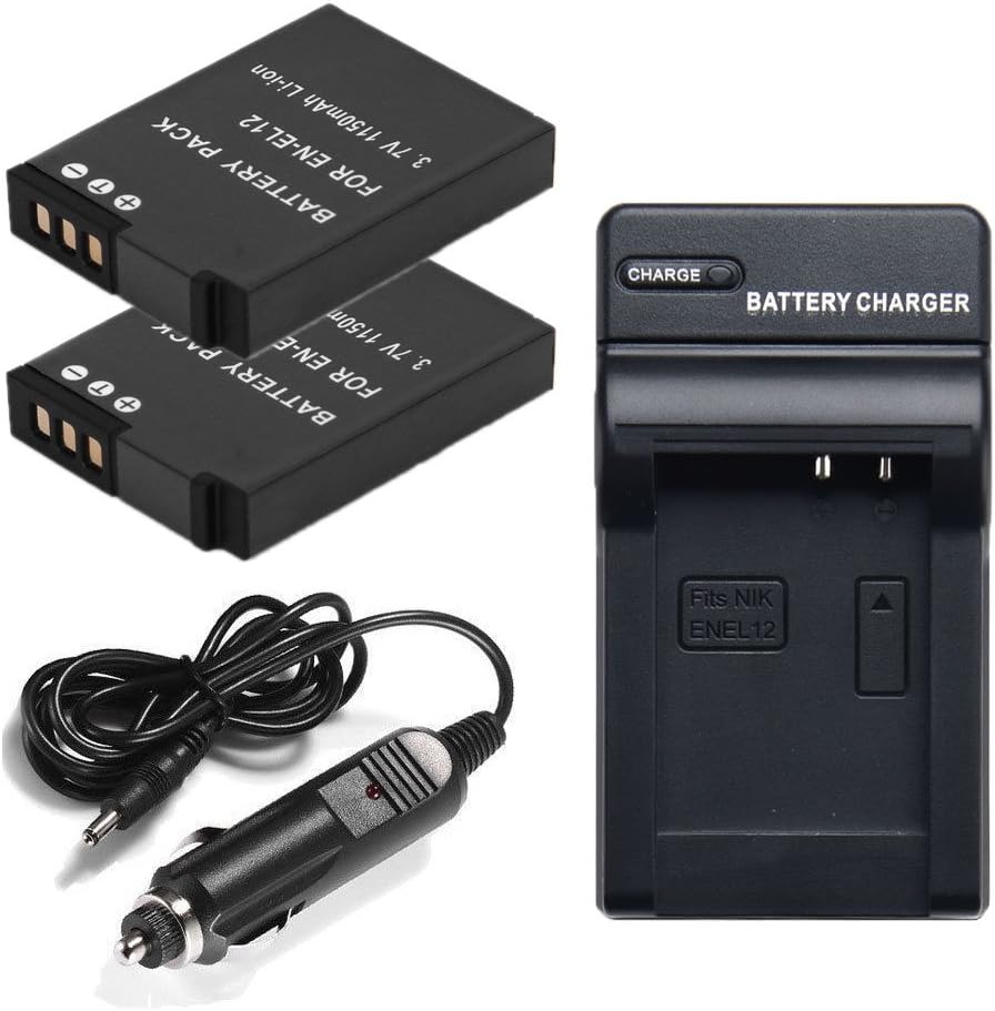 Masione 3.7V 1150mAh Nikon ENEL12 Battery (2 Pack) and