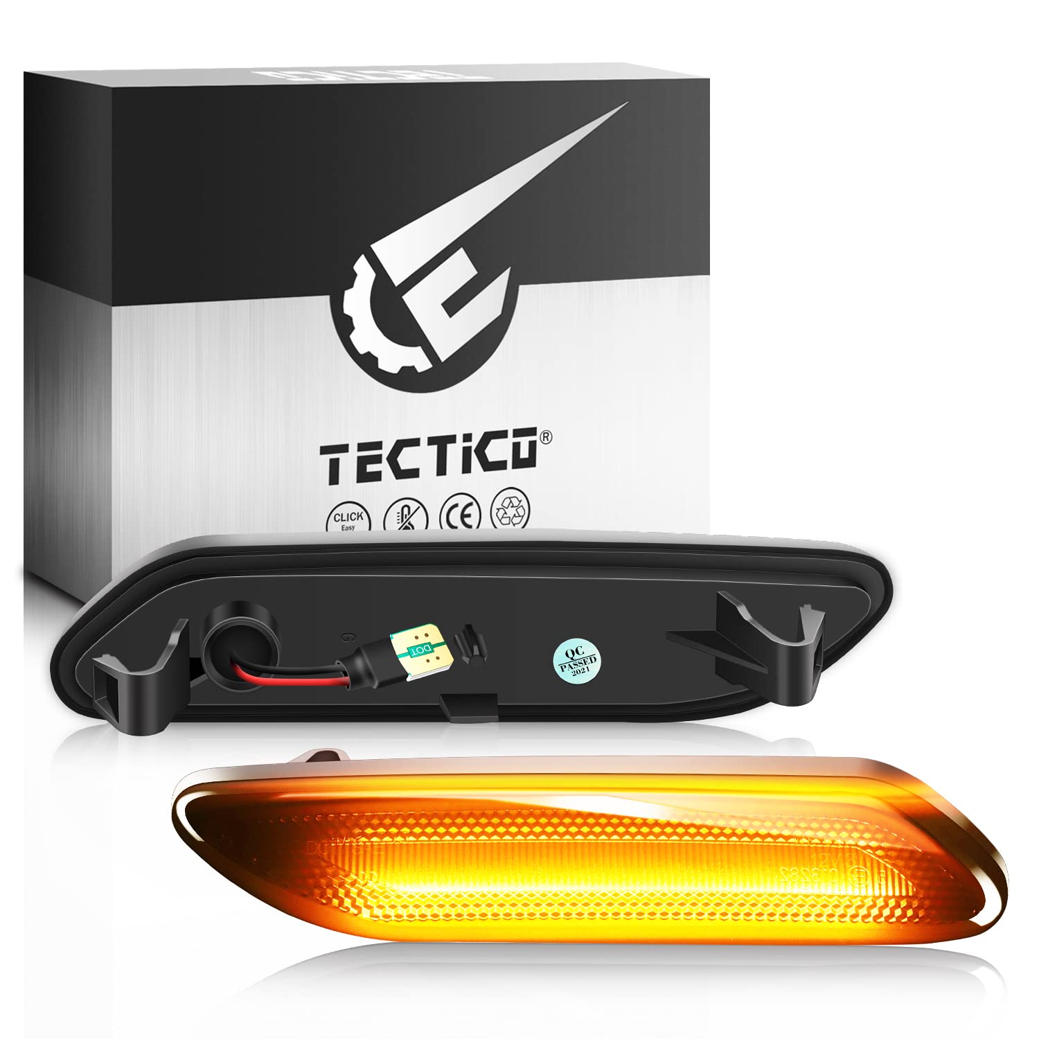 TECTICO LED Dynamic Indicators Yellow Clear Canbus Side Indicators Compatible With Mini Cooper R60 R61, 2 Lamps - View #10