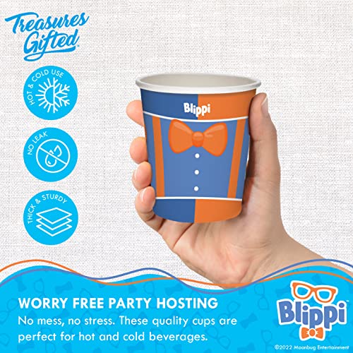 Treasures Gifted Officially Licensed Blippi Birthday Decorations - Paper Cups 24ct - 9oz Paper Cups for Kids - Birthday Party Cups - Blippi Party Supplies