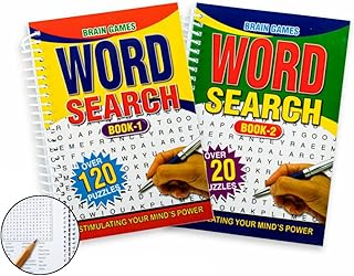 [2PCE] Office Central Spiral Word Search Puzzle Book, Eye Catching with Bright Front Covers with Large Capital Lettering a...