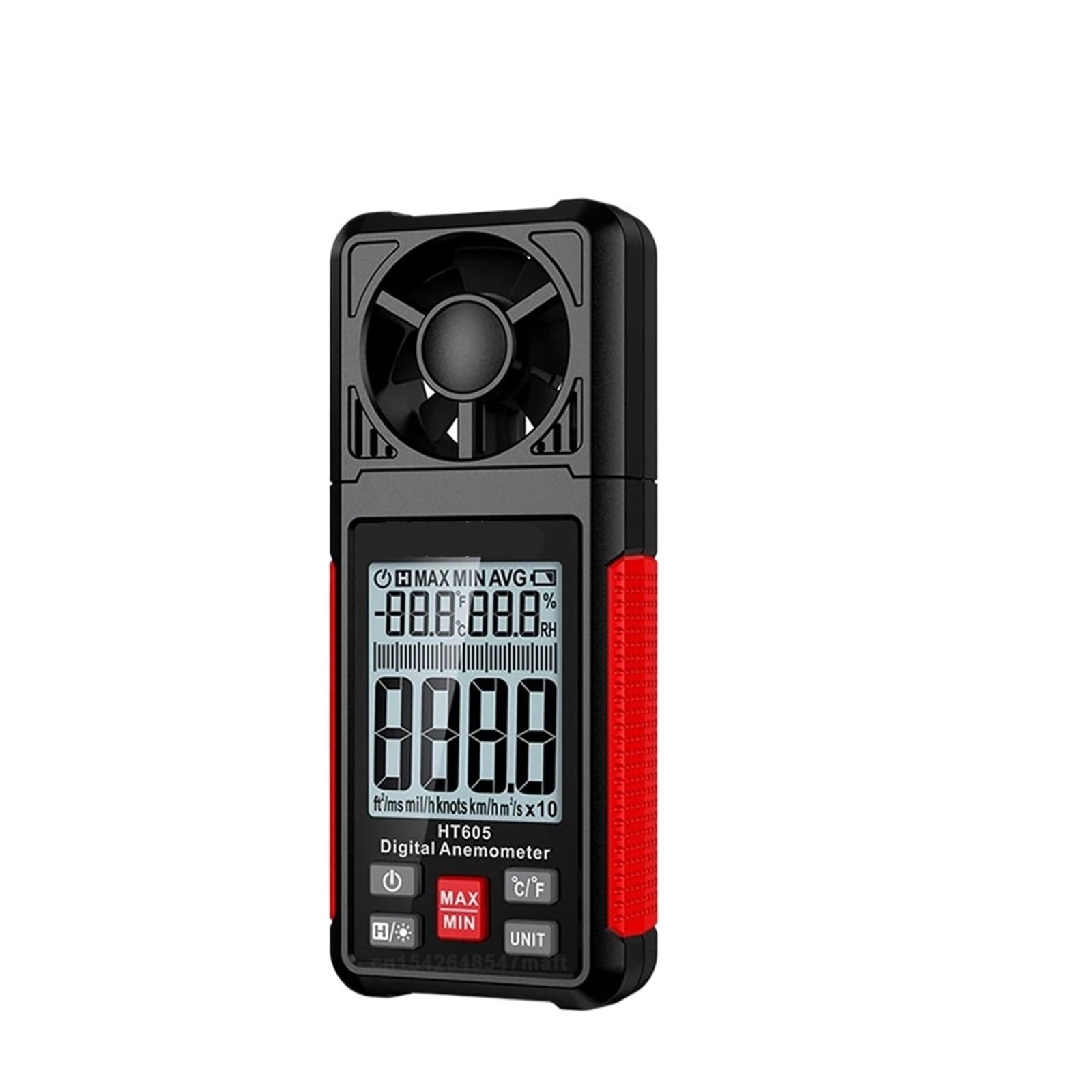 Anemómetro digital HT605, termómetro e higrómetro, medidor de iluminancia y medidor de velocidad del viento.