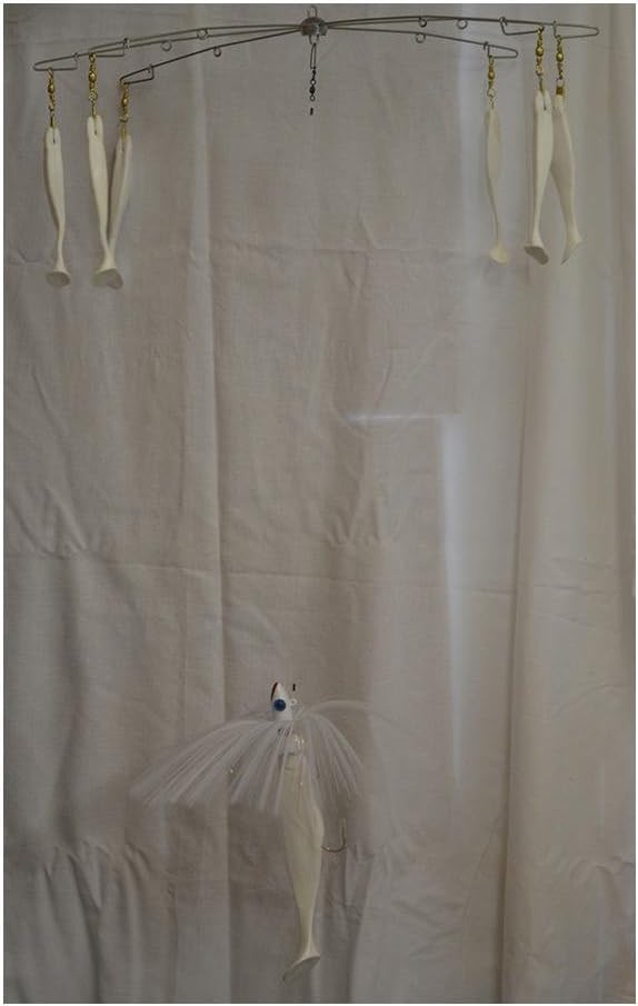 Blue Water Candy 60026 15-Inch Standard Umbrella Rig, 6 Arms, White Finish