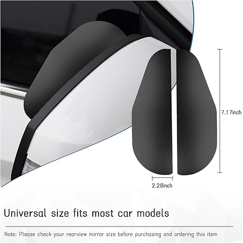 Miniatura 8 de Dickno 2 protectores de visera de lluvia para espejo de automóvil, fibra de carbono, visera de lluvia para cejas, protector de espejo retrovisor