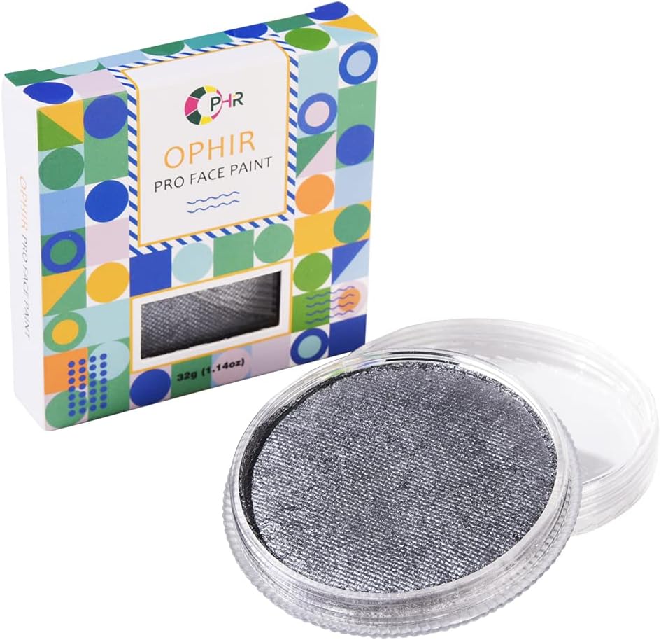 OPHIR Face Painting-30g Face Paints Body Paint Pearly Color Pigments for Halloween Makeup Makeover Costume Tactical Facepainting Supplies for Adults & Kids, Water Base, Easy to Clean (Silver)