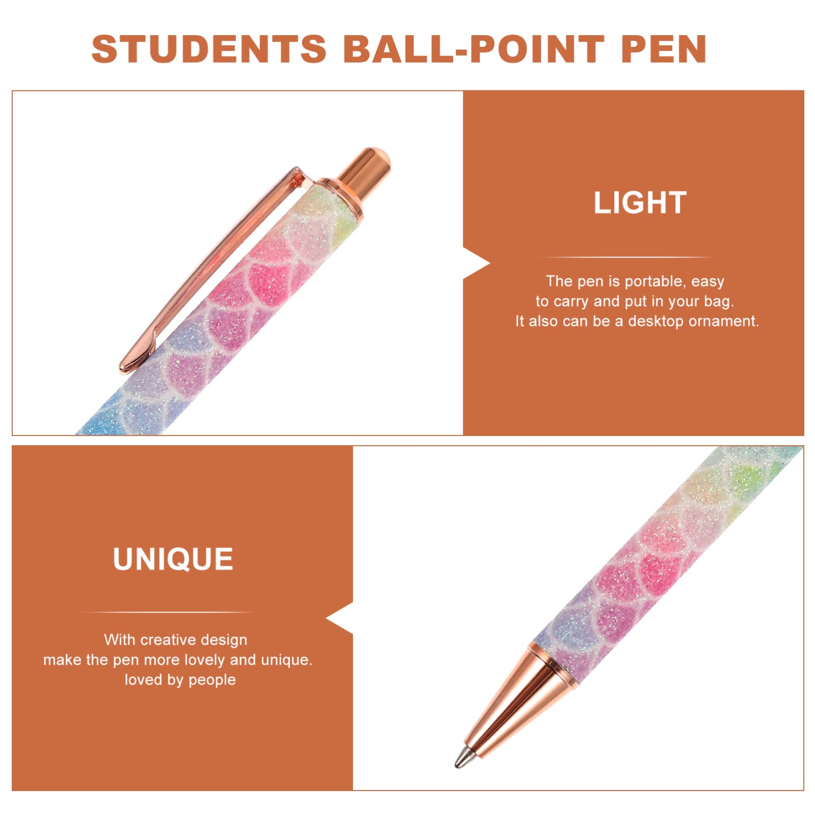 Lot De 5 Stylos À Bille Élégants À Paillettes Design Ergonomique Pour Lécriture Quotidienne Fournitures Scolaires 6 Pièces X 5