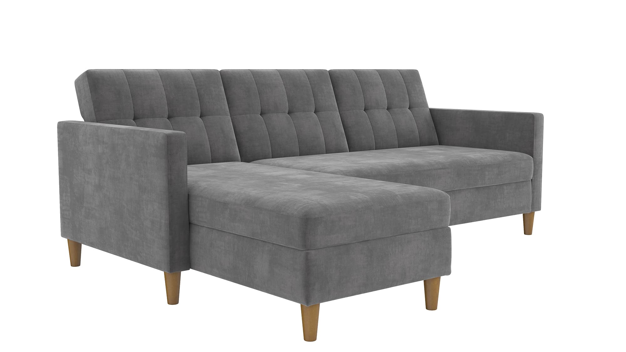 DHP Hartford Sectional Sofabed Chenille Grey, 153x213x82cm (DxWxH)