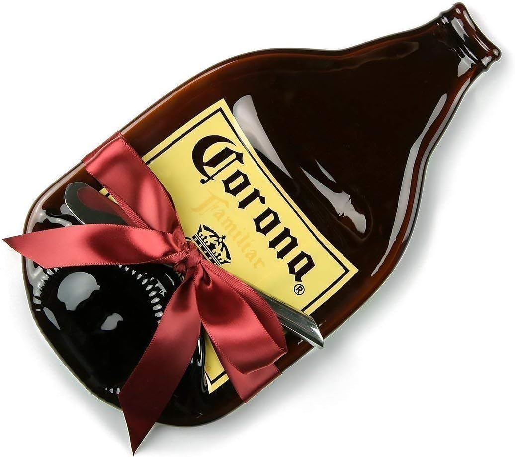 Large Corona Melted Bottle Cheese Tray with Cheese Spreader