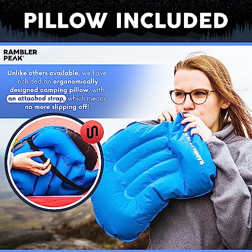 RAMBLER PEAK Inflatable Camping Mat with Pillow | Ultralight Sleeping Mat 190×58cm, 590g | Single Camping Mattress for Wild Camping, Backpacking, DofE & Hiking | Pillow Included | UK Brand - Image 3