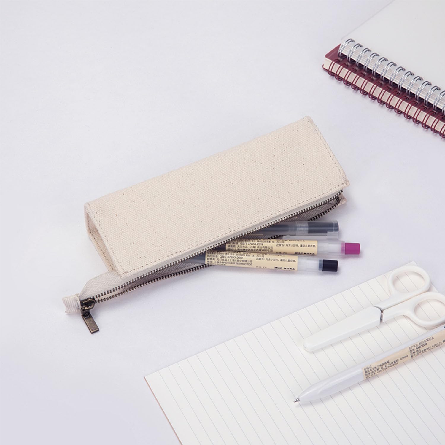 Canvas Pencil Case College Student Texture Pencil Bag Lightweight (Beige,Canvas)
