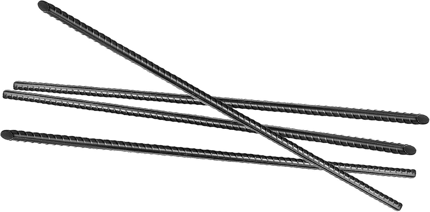 20 Pack 16 Inch Straight Rebar Stakes, 3/8" Thick Steel Heavy Duty Anchor Ground Rebar Stakes with Pointed End, Metal Garden Stakes for Landscaping Camping Concrete Forming Plant Support, Black