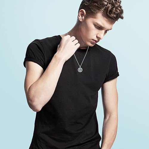 Vista 532 de Collar con colgante de plata de ley 925 con medalla de San Patrón, joyería religiosa para hombres y mujeres, con cadena de acero inoxidable 316L